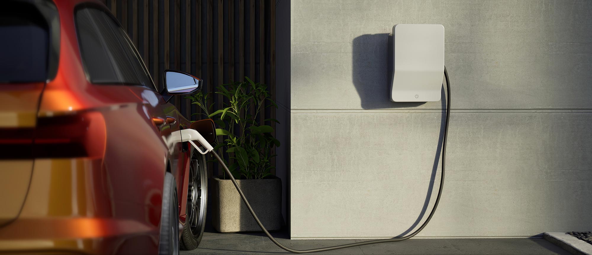 Electrician installing a home EV charging station